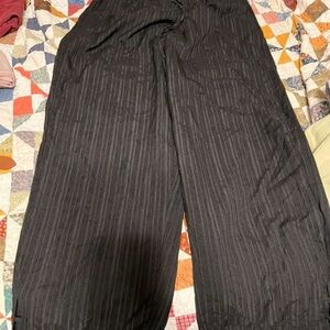 Black Pinstripe Wide-Leg Pants